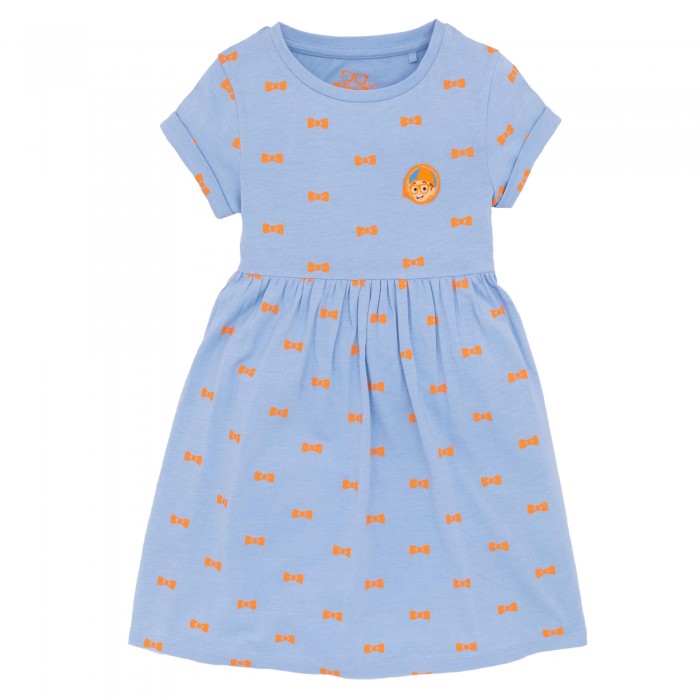 Front - Blippi Girls Bow Marl Skater Dress