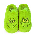 Front - The Grinch Unisex Adult Face Faux Fur Slippers