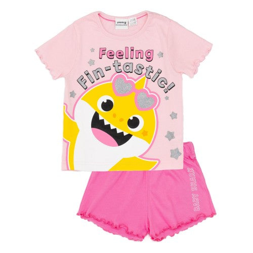 Front - Baby Shark Girls Feeling Fin-Tastic Short Pyjama Set