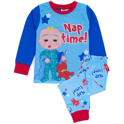 Front - Cocomelon Boys Nap Time Long-Sleeved Pyjama Set