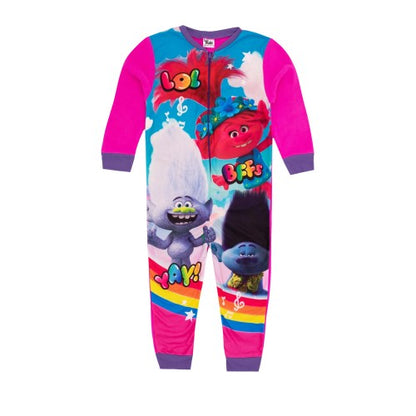 Front - Trolls Girls Fleece Jumpsuit