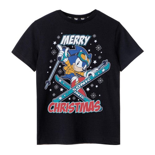 Front - Sonic The Hedgehog Boys Merry Christmas T-Shirt