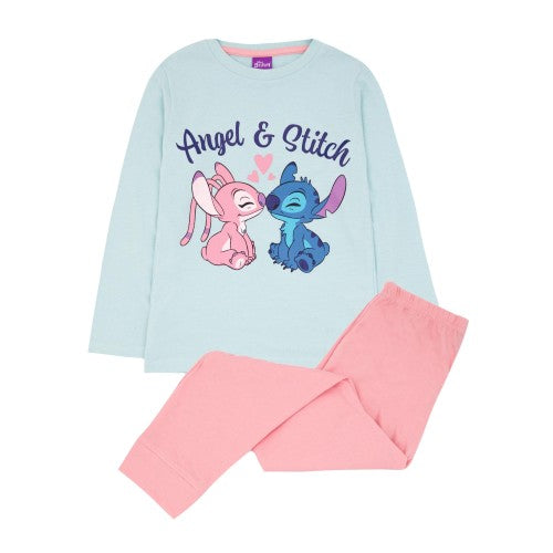 Front - Lilo & Stitch Girls Angel Long Pyjama Set