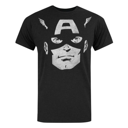 Front - Jack Of All Trades Mens Dark Portrait Captain America T-Shirt