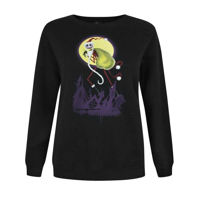 Front - Nightmare Before Christmas Womens/Ladies Jack Skellington Santa Hat Sweatshirt