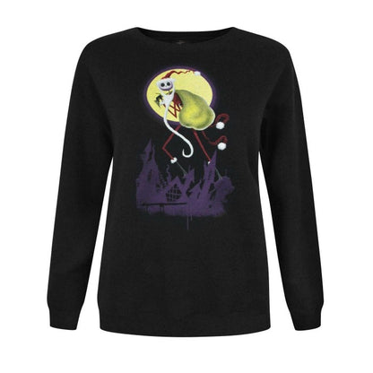 Front - Nightmare Before Christmas Womens/Ladies Jack Skellington Santa Hat Sweatshirt
