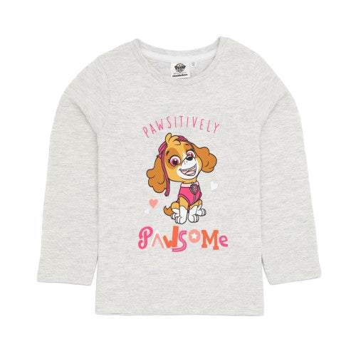 Front - Paw Patrol Girls Pawsome Long-Sleeved T-Shirt