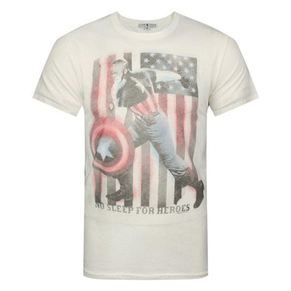 Front - Junk Food Mens No Sleep For Heroes Captain America T-Shirt