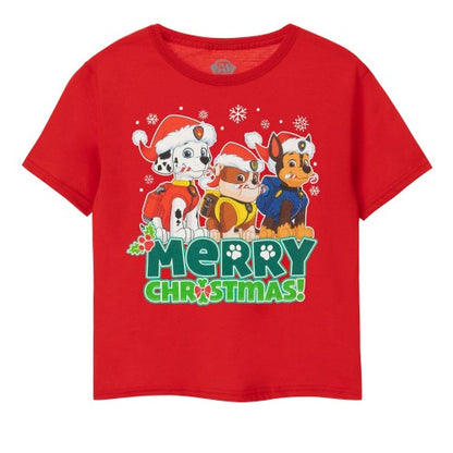 Front - Paw Patrol Boys Merry Christmas T-Shirt