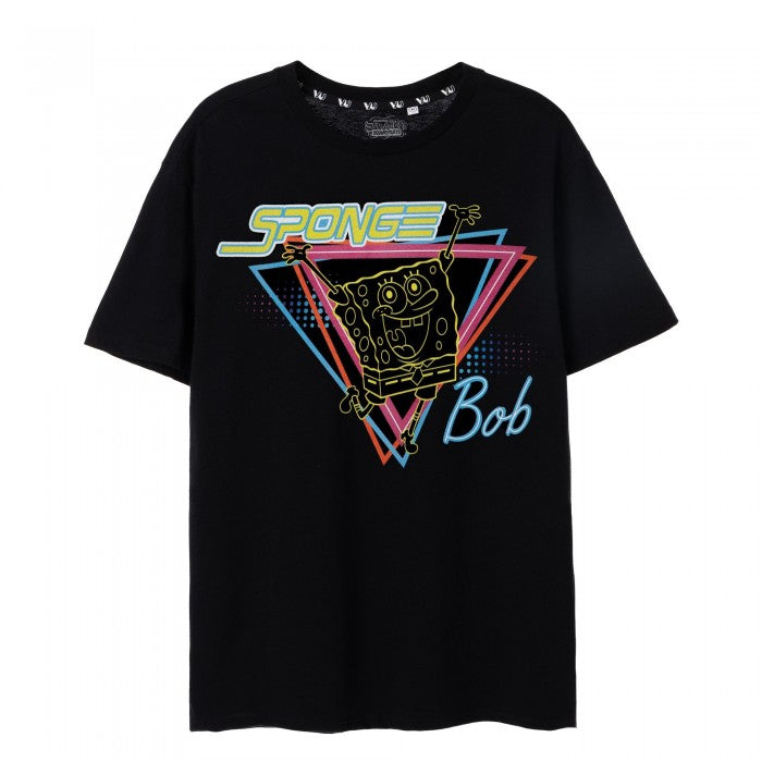 Front - SpongeBob SquarePants Womens/Ladies 80s Neon Short-Sleeved T-Shirt