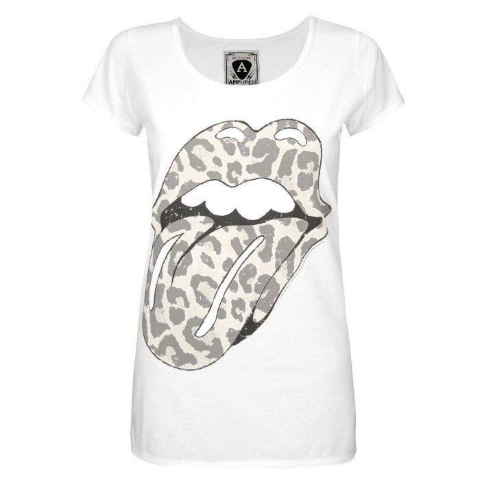 Front - Amplified Womens/Ladies Leopard Lick The Rolling Stones Scoop Neck T-Shirt
