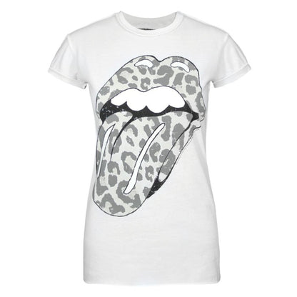 Front - Amplified Womens/Ladies Leopard Lick The Rolling Stones T-Shirt
