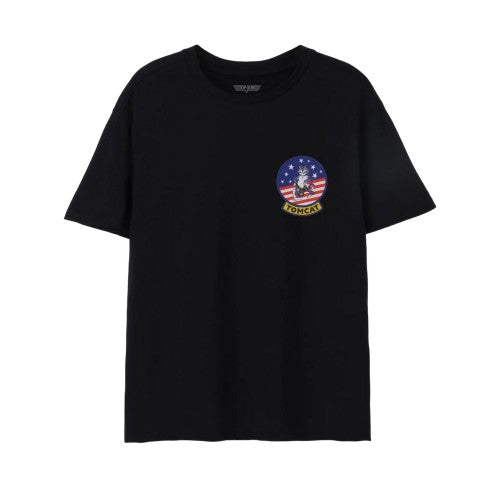 Front - Top Gun Mens Tomcat American Flag Classic T-Shirt