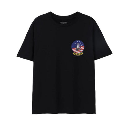 Front - Top Gun Mens Tomcat American Flag Classic T-Shirt