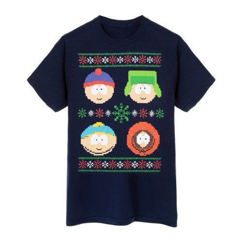Front - South Park Mens Fair Isle Christmas T-Shirt