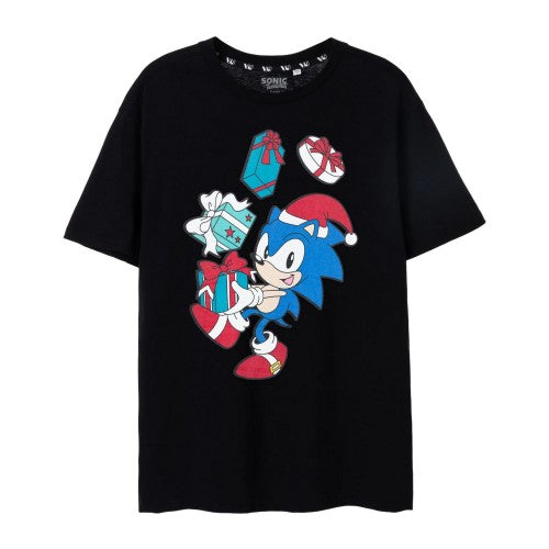 Front - Sonic The Hedgehog Mens Present Christmas T-Shirt