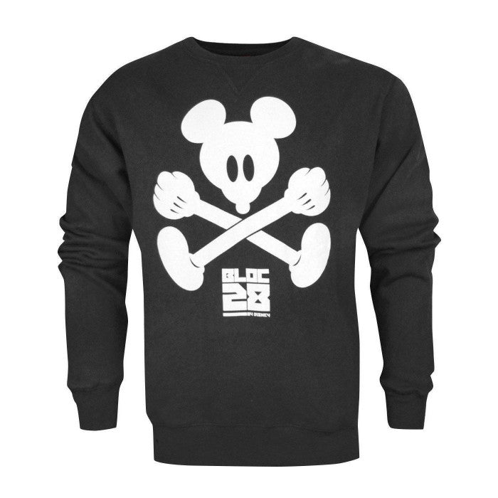 Front - Bloc 28 Mens Mickey Mouse Crossbones Sweatshirt