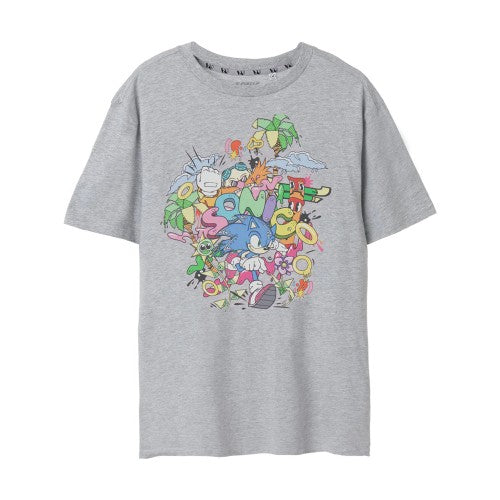Front - Sonic The Hedgehog Mens Psychedelic T-Shirt