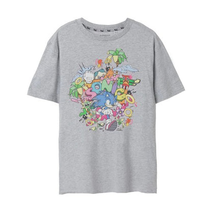 Front - Sonic The Hedgehog Mens Psychedelic T-Shirt