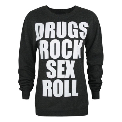 Front - Kill Brand Womens/Ladies Drugs And Rock New Era Sweatshirt