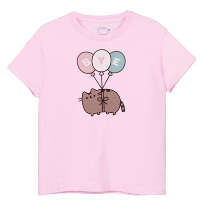 Front - Pusheen Girls Bye Balloons Short-Sleeved T-Shirt