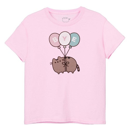 Front - Pusheen Girls Bye Balloons Short-Sleeved T-Shirt