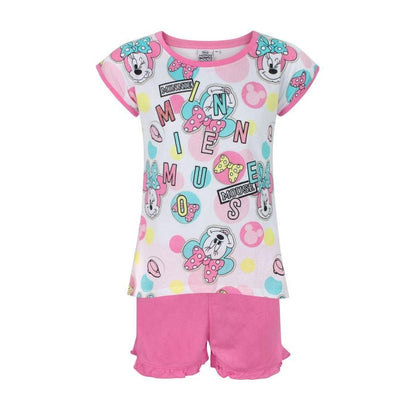 Front - Disney Girls Minnie Mouse Short Pyjama Set