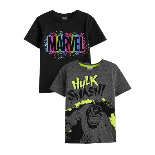 Front - Marvel Boys Smash Logo T-Shirt (Pack of 2)