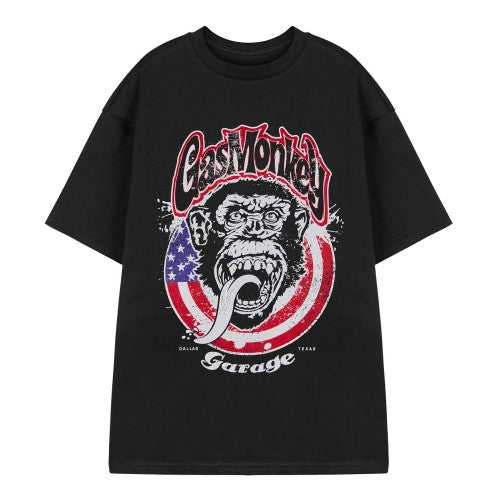 Front - Gas Monkey Garage Mens American Flag Short-Sleeved T-Shirt