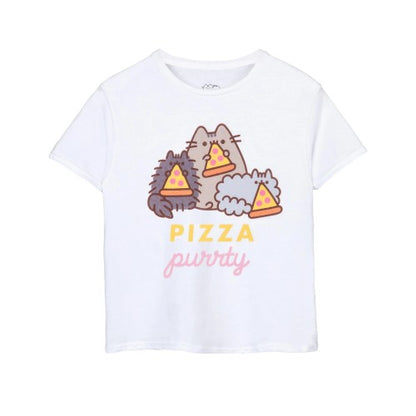 Front - Pusheen Girls Pizza Purrty Short-Sleeved T-Shirt