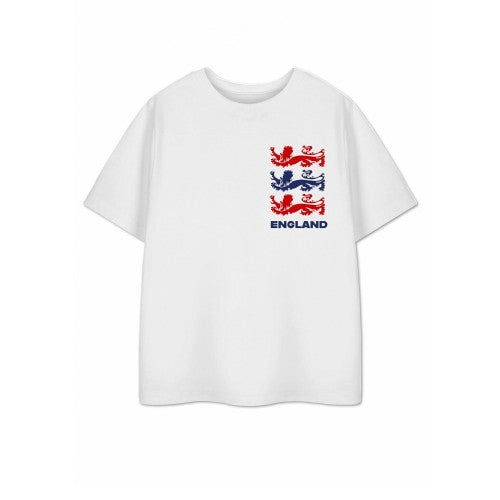 Front - Show Me The Merch Childrens/Kids Three Lions Short-Sleeved T-Shirt