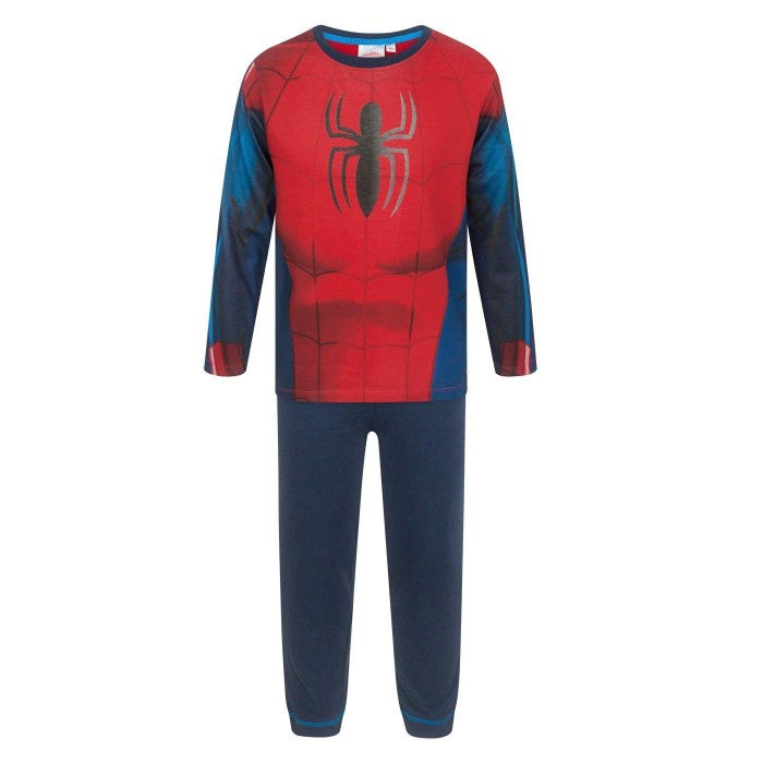 Front - Spider-Man Boys Costume Long Pyjama Set