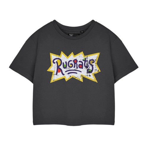 Front - Rugrats Womens/Ladies Retro Logo Short-Sleeved Crop Top