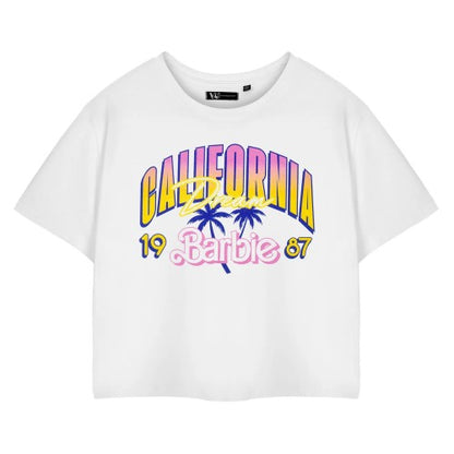 Front - Barbie Womens/Ladies California Dream Short-Sleeved Crop T-Shirt
