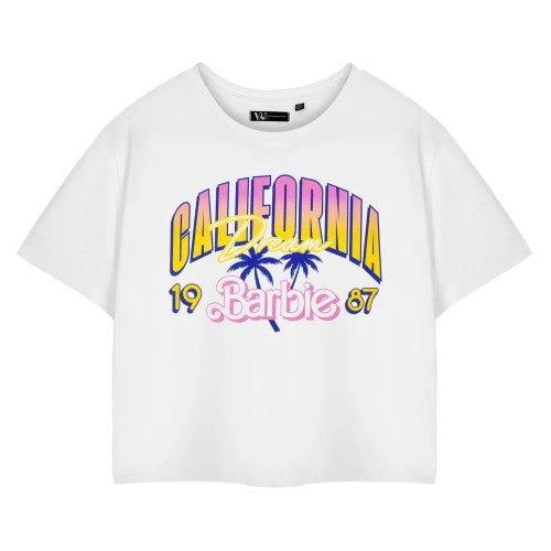 Front - Barbie Womens/Ladies California Dream Short-Sleeved Crop T-Shirt