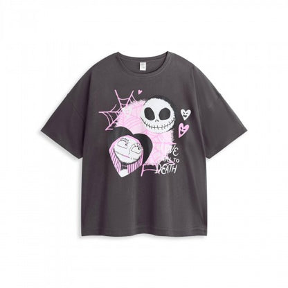 Front - Nightmare Before Christmas Womens/Ladies Jack and Sally Short-Sleeved Long Pyjama Set