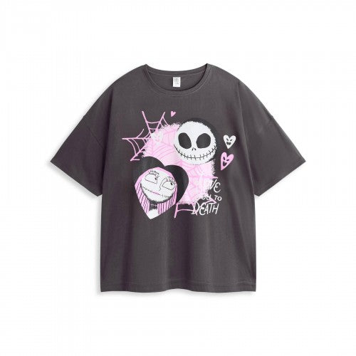 Front - Nightmare Before Christmas Womens/Ladies Jack and Sally Short-Sleeved Long Pyjama Set