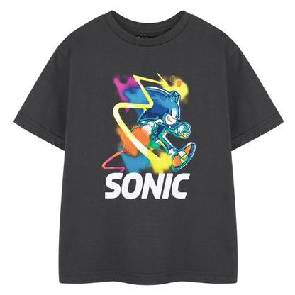 Front - Sonic The Hedgehog Boys Watercolour Short-Sleeved T-Shirt