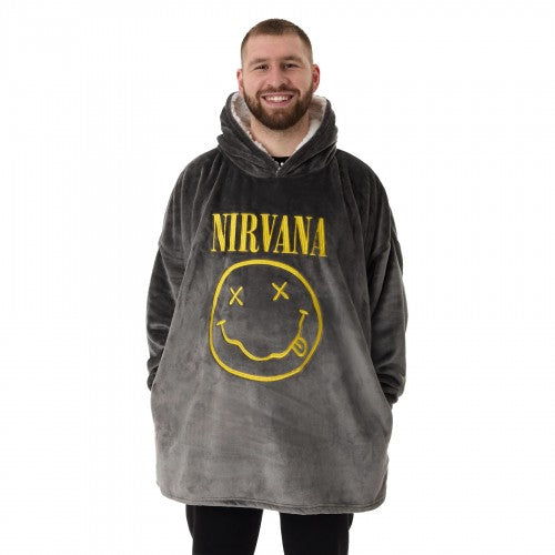 Front - Nirvana Mens Logo Blanket Hoodie