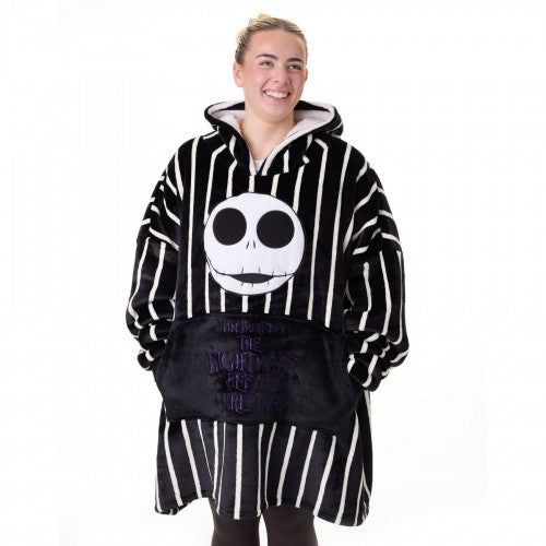 Front - The Nightmare Before Christmas Unisex Adult Jack Skellington Hoodie Blanket