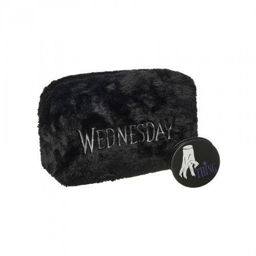 Front - Wednesday Logo Fluffy Cosmetic Bag