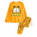 Front - Garfield Womens/Ladies Big Face Fleece Long-Sleeved Long Pyjama Set
