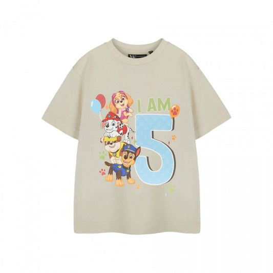 Front - Paw Patrol Boys Short-Sleeved 5th Birthday T-Shirt