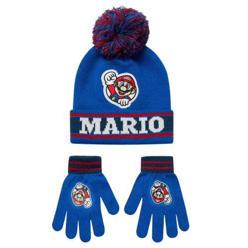 Front - Super Mario Boys Beanie & Gloves Set