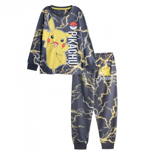 Front - Pokemon Boys Pikachu Long-Sleeved Long Pyjama Set