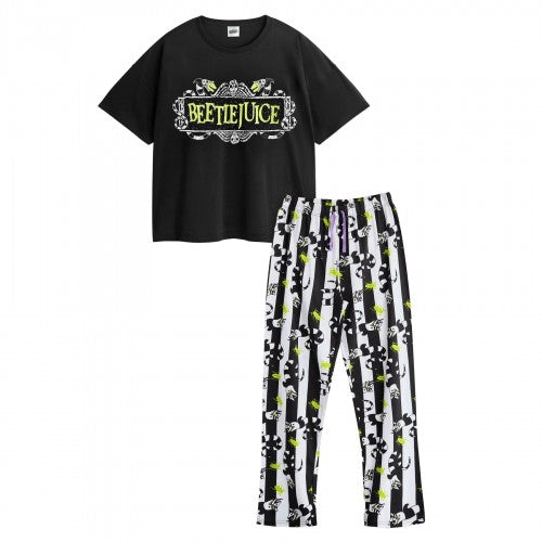 Front - Beetlejuice Womens/Ladies Logo Short-Sleeved Long Pyjama Set
