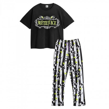 Front - Beetlejuice Womens/Ladies Logo Short-Sleeved Long Pyjama Set