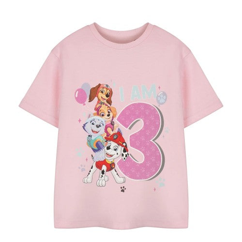 Front - Paw Patrol Girls I Am 3 Short-Sleeved Birthday T-Shirt
