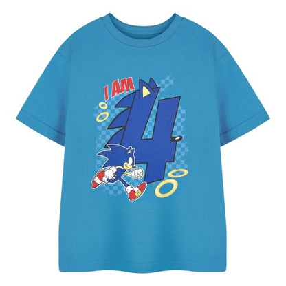 Front - Sonic The Hedgehog Boys I Am 4 Short-Sleeved Birthday T-Shirt
