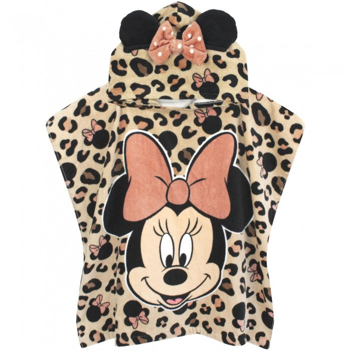 Front - Disney Girls Minnie Mouse Poncho Hooded Towel